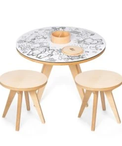 Drawin’table Table à Dessiner Multifonction 70x70x48 Cm Avec 2 Tabourets