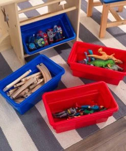 KidKraft Table Rangement Enfant Bois Naturel Et Bacs Rouge Et Bleu -Maisons du Monde boutique table rangement enfant bois naturel et bacs rouge et bleu 5