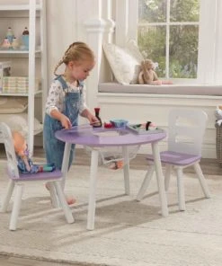 KidKraft Table Ronde En Bois Coloris Lavande Pour Enfant Et 2 Chaises -Maisons du Monde boutique table ronde en bois coloris lavande pour enfant et 2 chaises 4