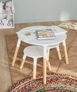 Alice's Garden Table Ronde Et Deux Tabourets Pour Enfants Naturel Blanc -Maisons du Monde boutique table ronde et deux tabourets pour enfants naturel blanc 2