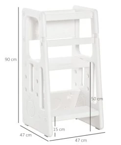HOMCOM Tour D'apprentissage Pour Enfants Hauteur Réglable Sur 3 Niveaux Blanc -Maisons du Monde boutique tour d apprentissage pour enfants hauteur reglable sur 3 niveaux blanc 2